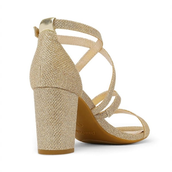 Dressy Chunky Strappy Sandals - GOLD GLITTER - 2